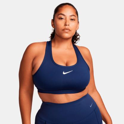 Women's Nithtke Swoosh Medium Support Sports Bra - Midnight Navy/White