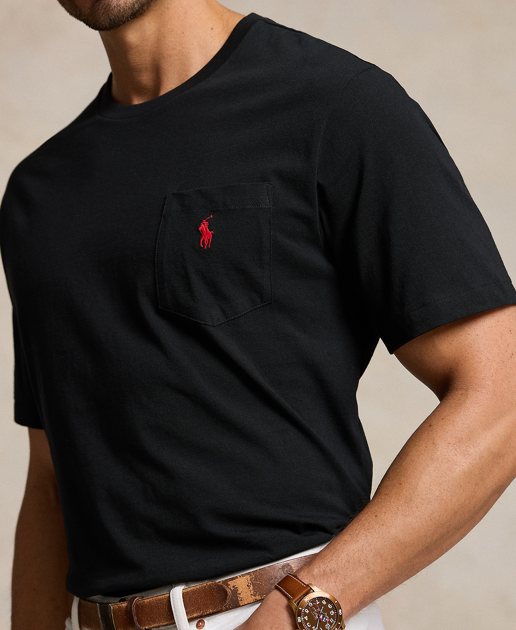 Polo Ralph Lauren Men's Big & Tall Crew-Neck Pocket T-Shirt - Black