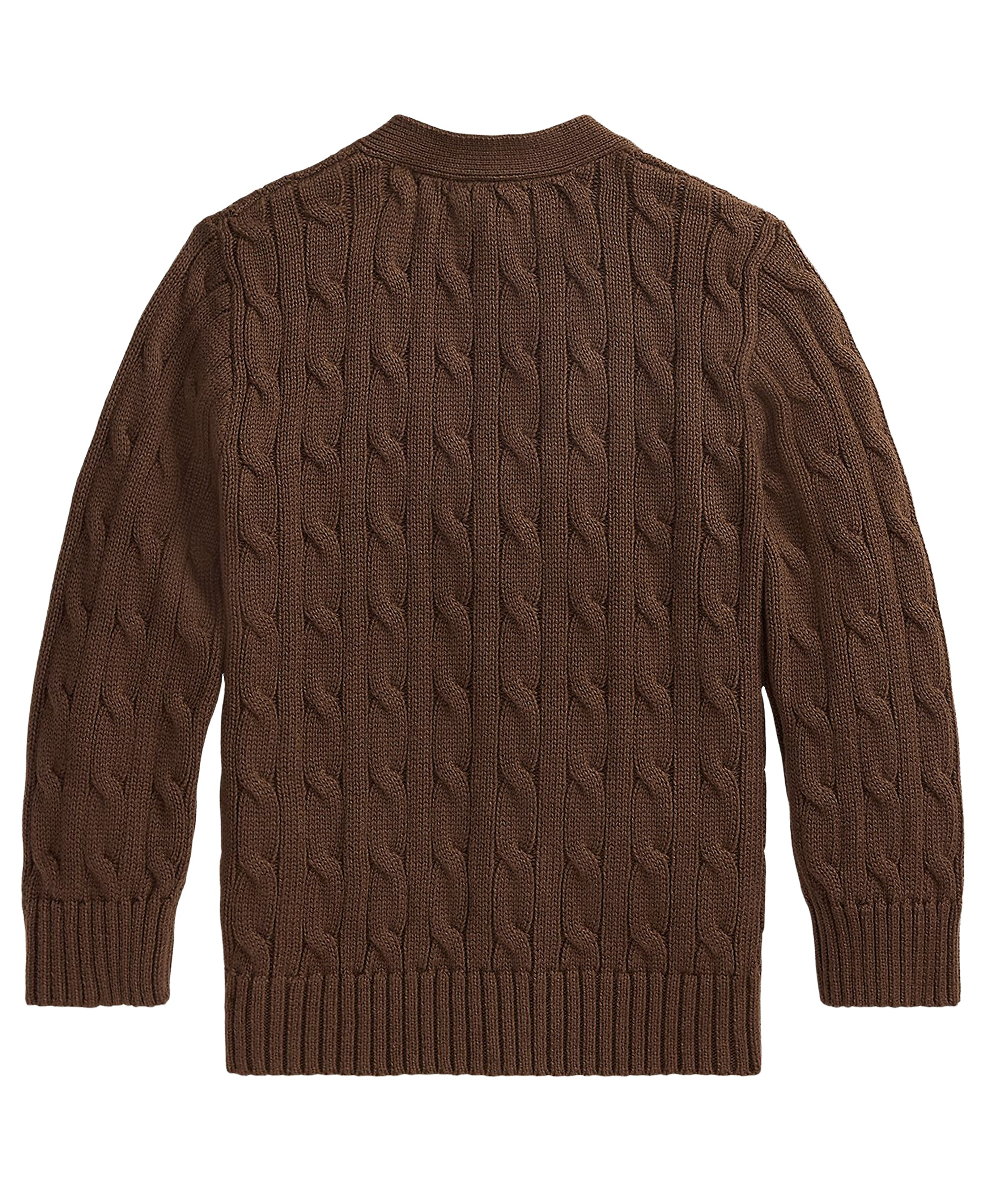 Polo Ralph Lauren Toddler and Little Boys Cable-Knit Cotton V-Neck Cardigan Sweater - Nutmeg Brown