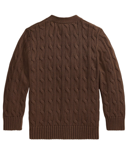 Polo Ralph Lauren Toddler and Little Boys Cable-Knit Cotton V-Neck Cardigan Sweater - Nutmeg Brown