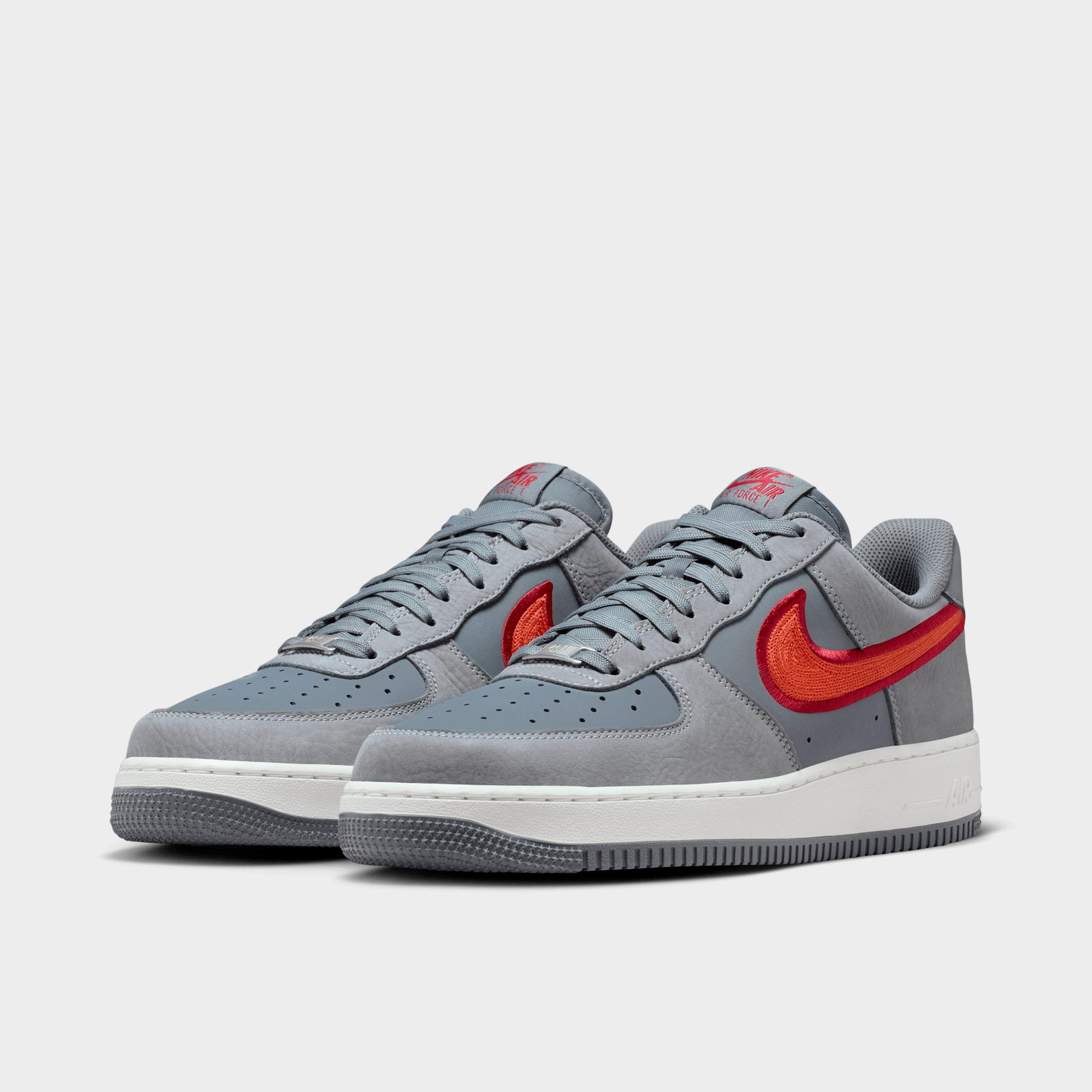Men's Nithtke Air Force 1 '07 LV8 Casual Shoes - Part 1 - Cool Grey/Team Crimson/Summit White/Rust Factor - Both shoes facing left