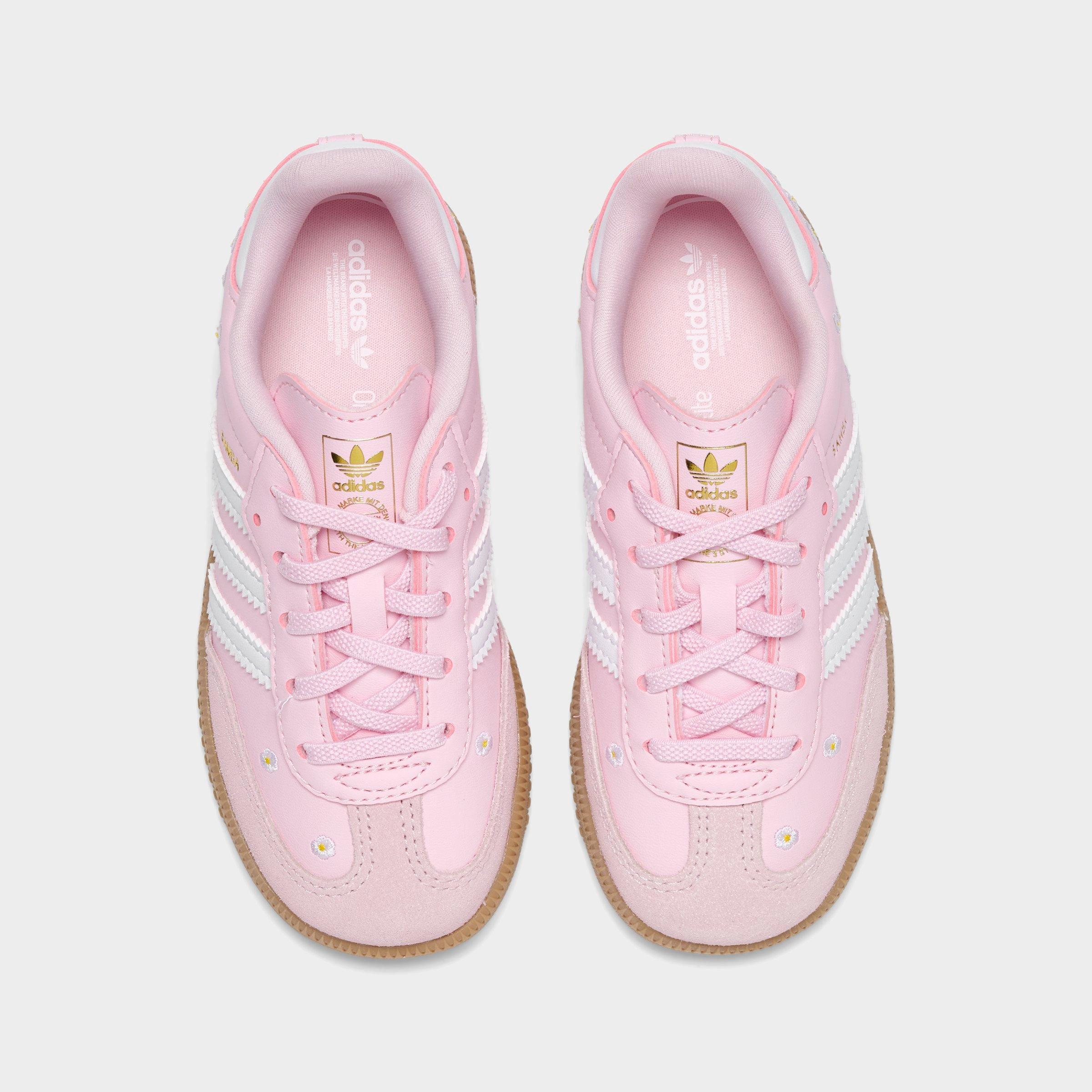 Kids' Toddler adidas Originals Samba OG Stretch Lace Casual Shoes - Clear Pink/Footwear White/Gum - Top view
