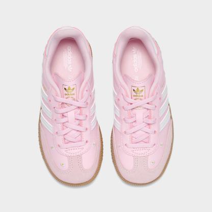 Kids' Toddler adidas Originals Samba OG Stretch Lace Casual Shoes - Clear Pink/Footwear White/Gum - Top view