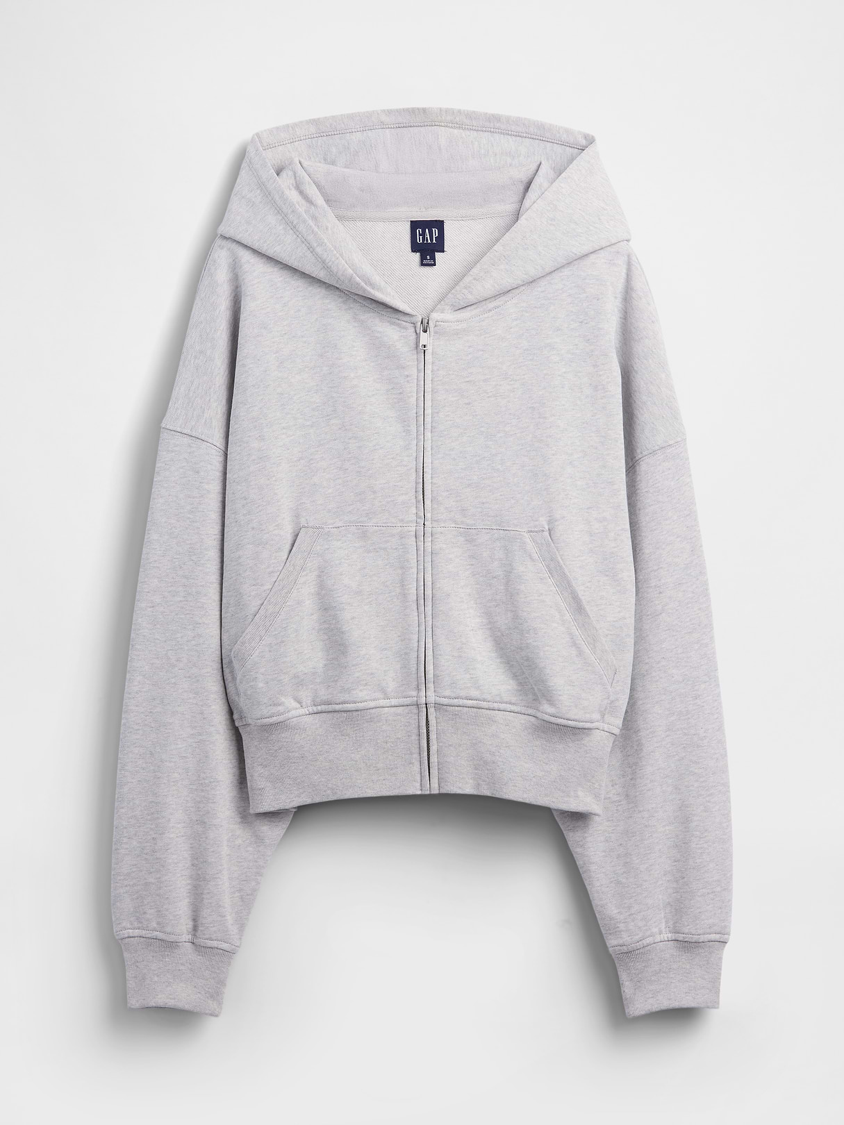 VintageSoft Terry Oversized Wedge Zip Hoodie - Heather grey