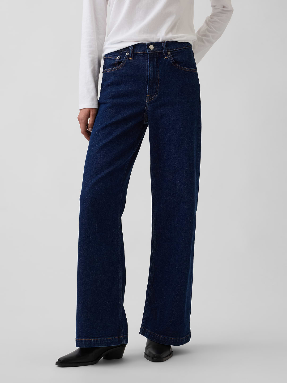 High Rise Stride Wide-Leg Jeans - Rinse wash