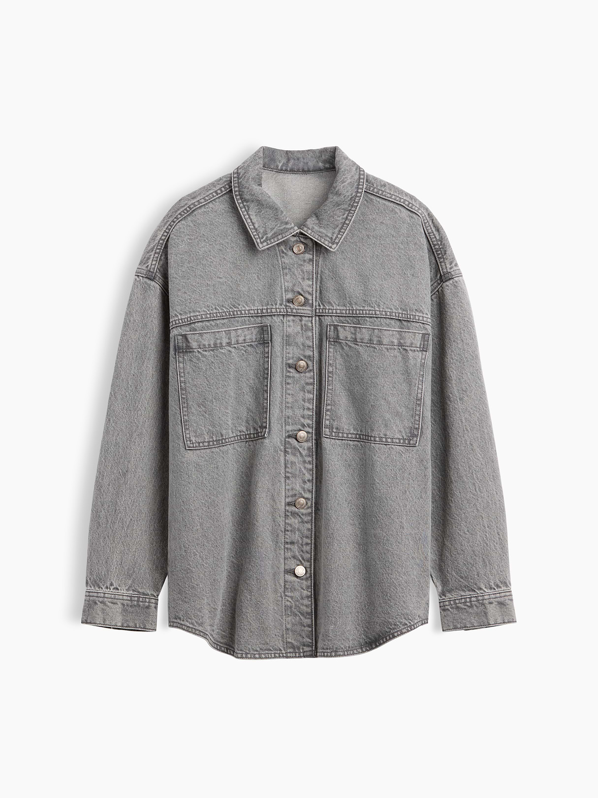 Denim Oversized Shirt Jacket - Grey wash