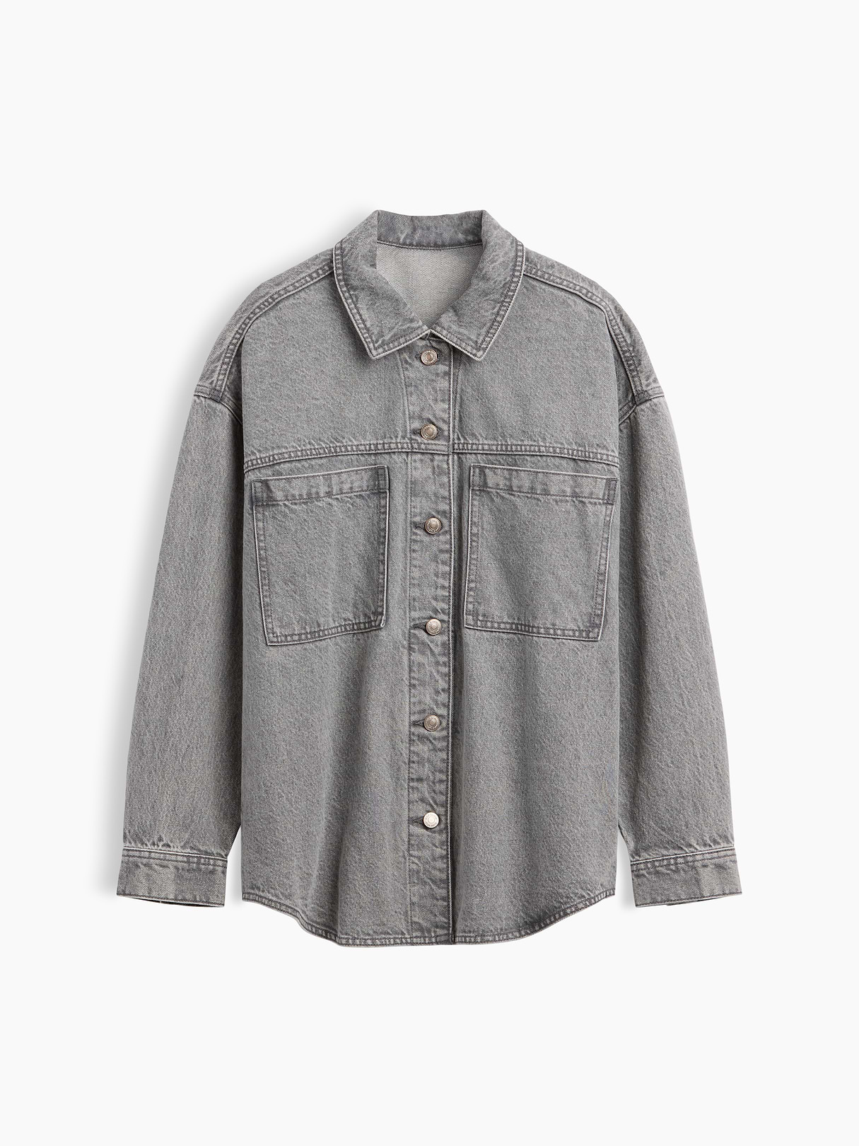 Denim Oversized Shirt Jacket - Grey wash