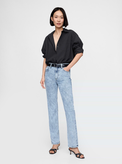 High Rise '90s Slim Straight Jeans - Light acid wash