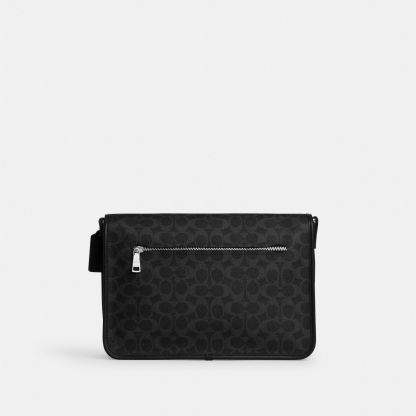 Colby Messenger Bag 32 In Signature Canvas - Silver/Black Signature - view 5