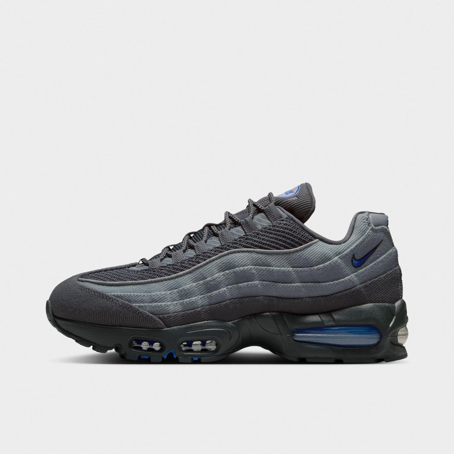 Men's Nithtke Air Max 95 Big Bubble Scorpion Casual Shoes - Part 1 - Smoke Grey/Anthracite/Black/Racer Blue - Left shoe facing left. Outside of the shoe.
