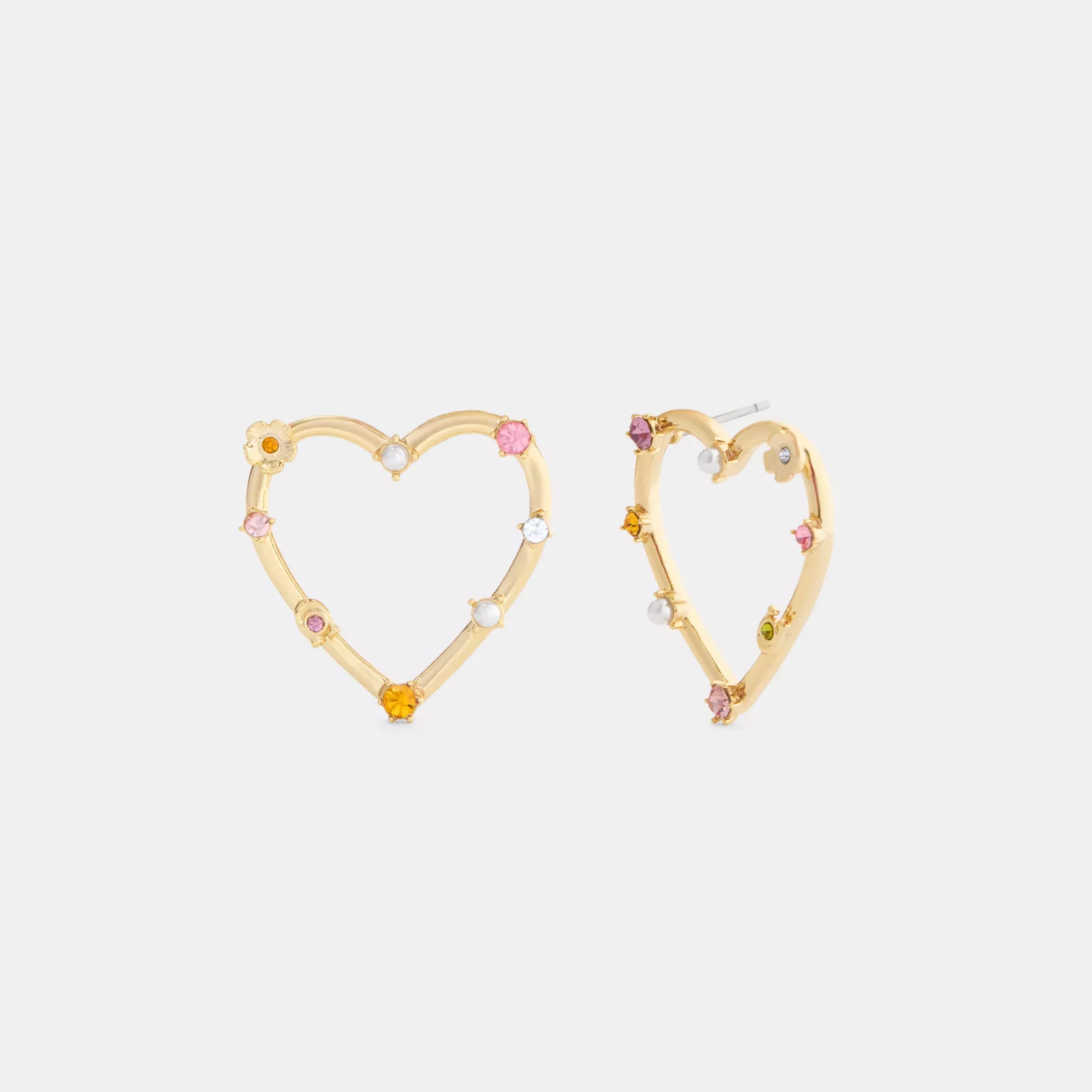 Oversized Heart Stud Earrings - Gold/Multi