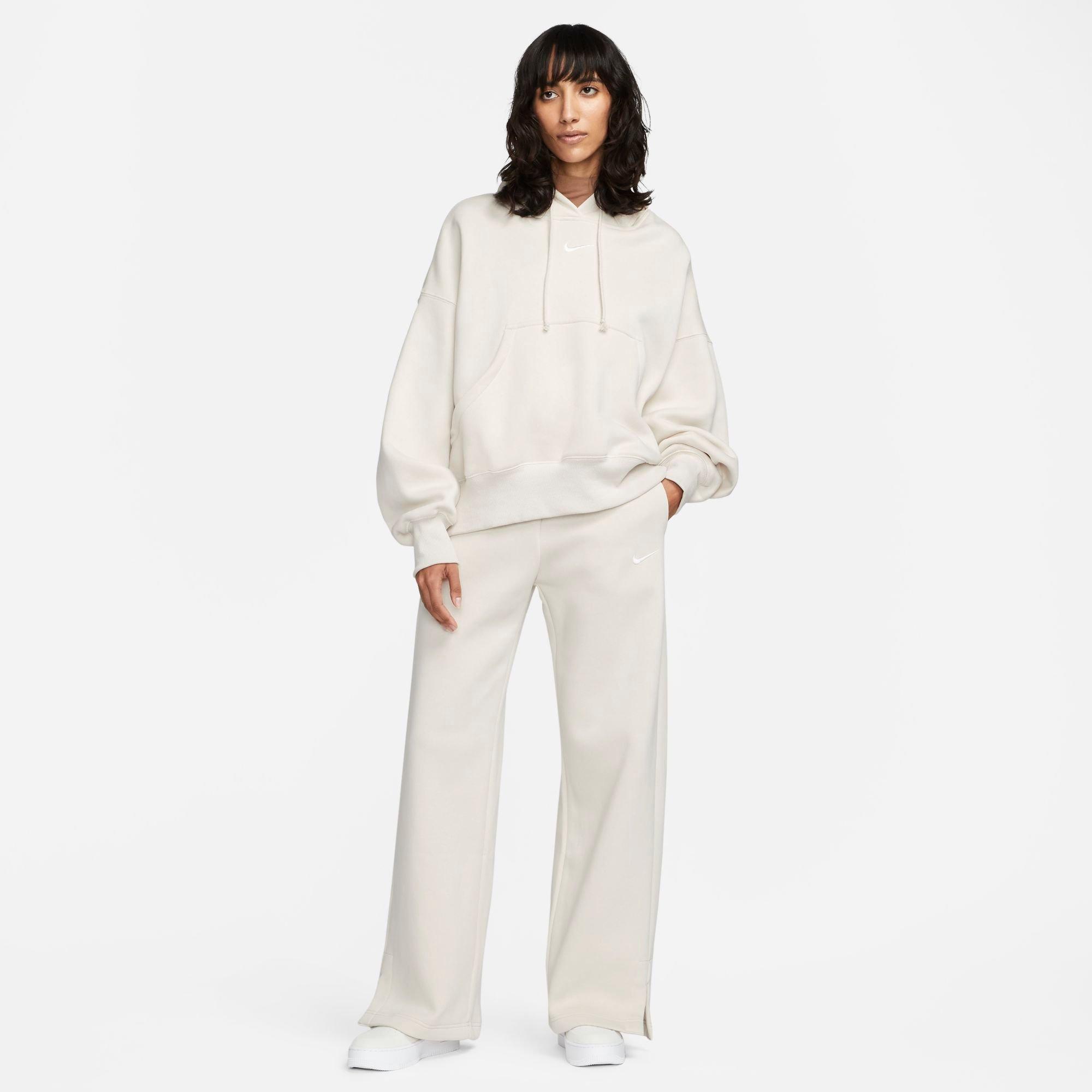 Women's Nithtke Sportswear Phoenix Fleece High-Waisted Wide-Leg Sweatpants - Light Orewood Brown/Sail