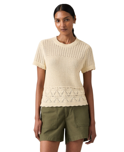Levi's Women's Isabelle Crochet Short-Sleeve Sweater - Seedpearl/moon Rock (Ligh