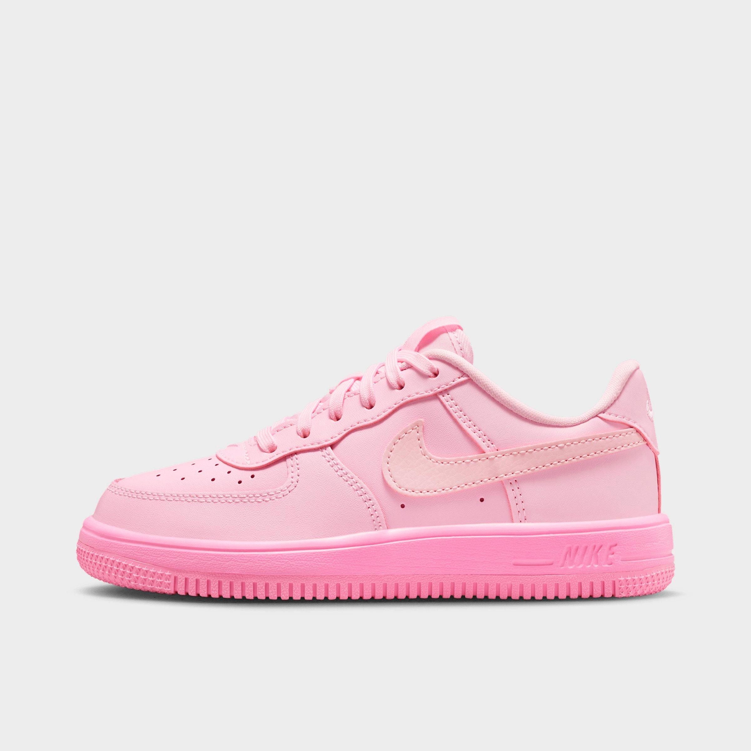 Little Kids' Nithtke Force 1 Casual Shoes - Part 1 - Pink Foam/Pink Rise - Left shoe facing left. Outside of the shoe.