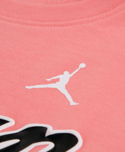 Jordan Girls' 4T-6X Flowy Durasheen Crewneck T-Shirt and Shorts, 2-Piece Set - Black/Pink