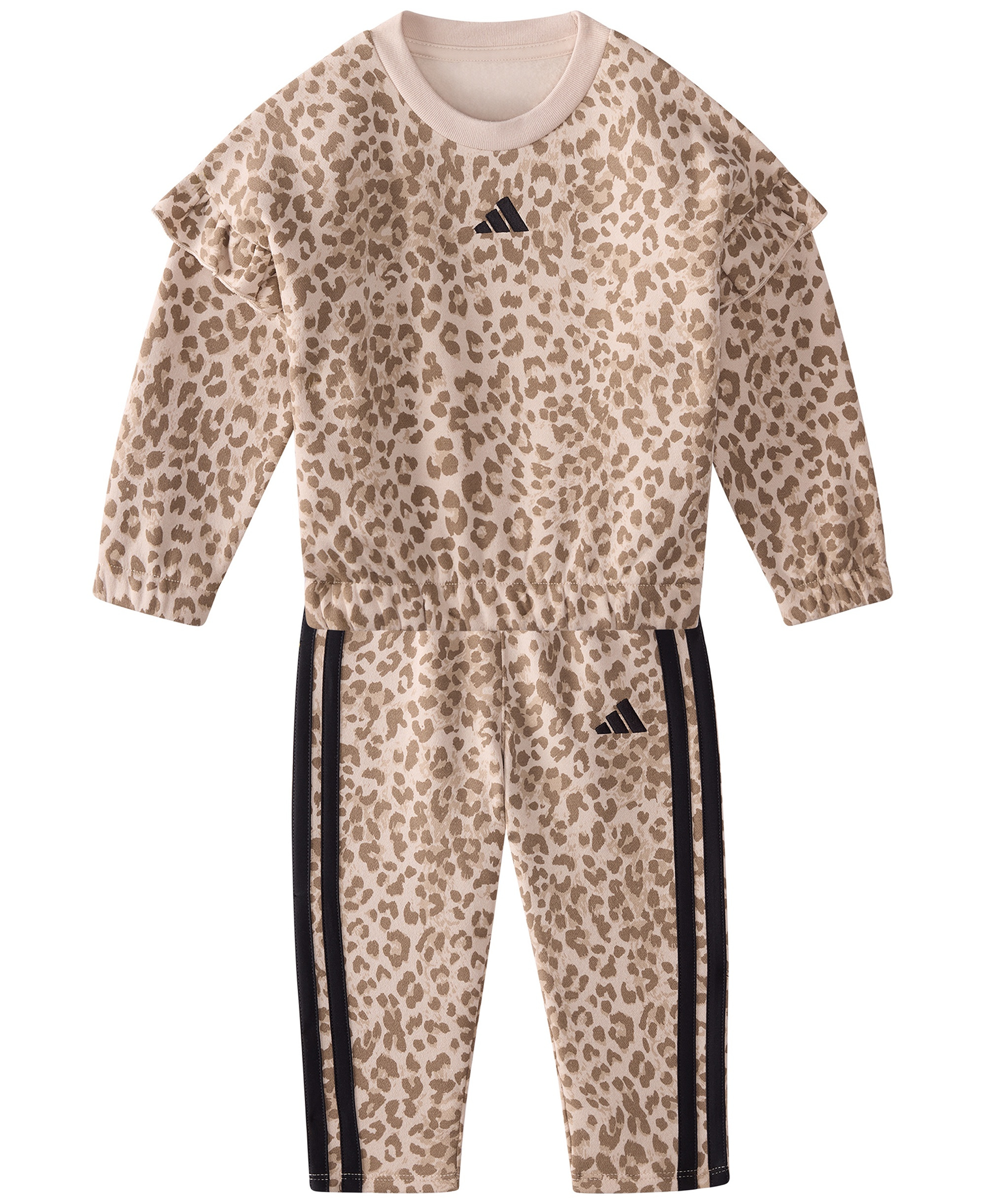 adidas Baby Girls' Long-Sleeve Sweatshirt and Pants, 2-Piece Set - Med Beige