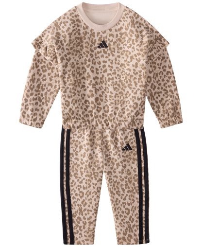 adidas Baby Girls' Long-Sleeve Sweatshirt and Pants, 2-Piece Set - Med Beige
