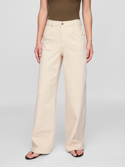 High Rise Stride Wide-Leg Jeans - Beach pebble