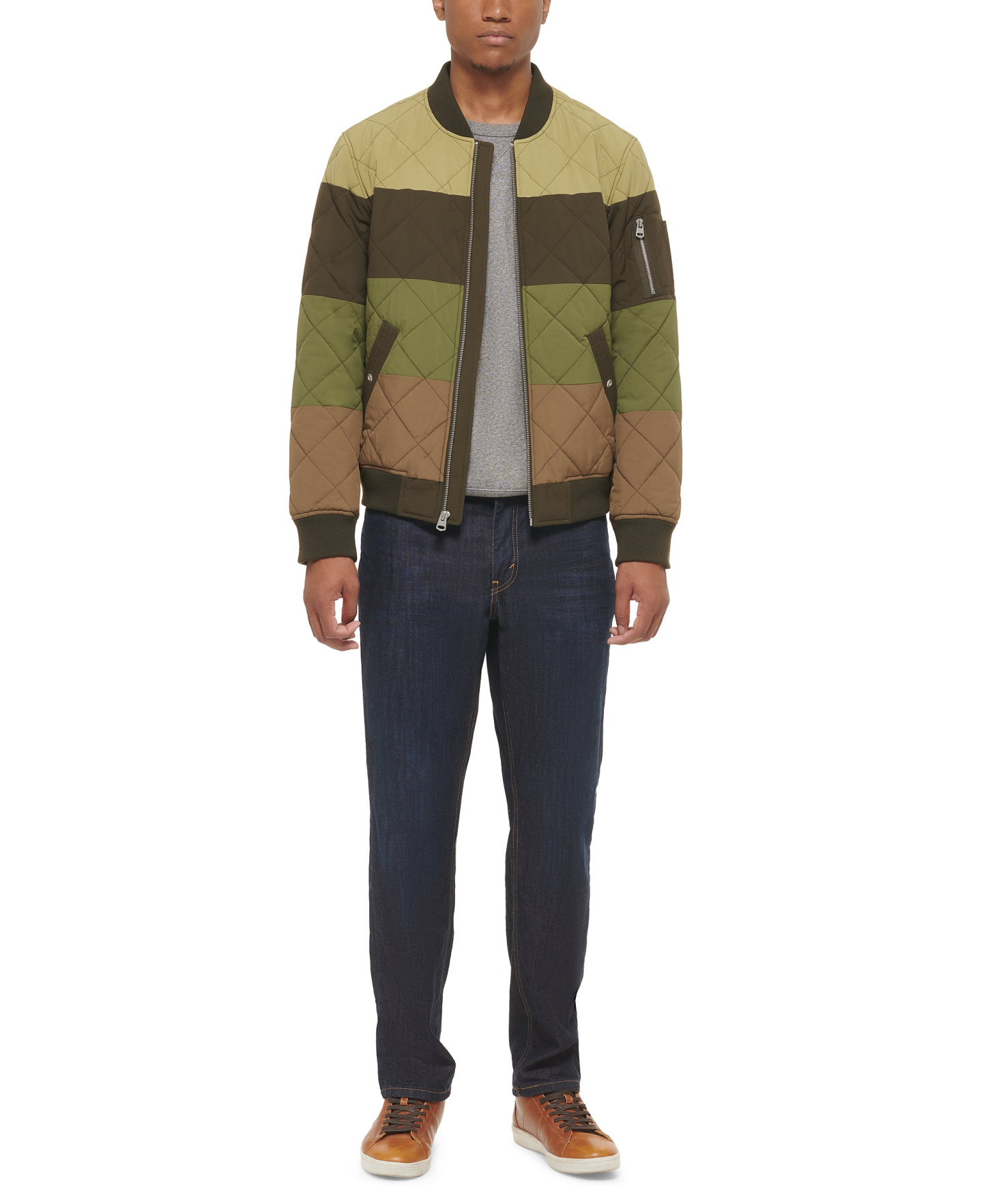 Levi's Men's Quilted Fashion Bomber Jacket - Olive/brown Combo