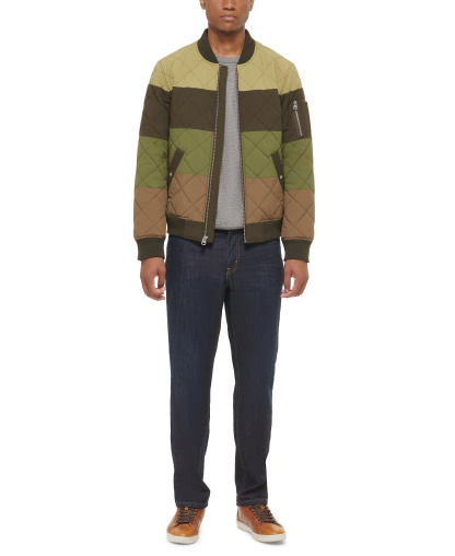Levi's Men's Quilted Fashion Bomber Jacket - Olive/brown Combo
