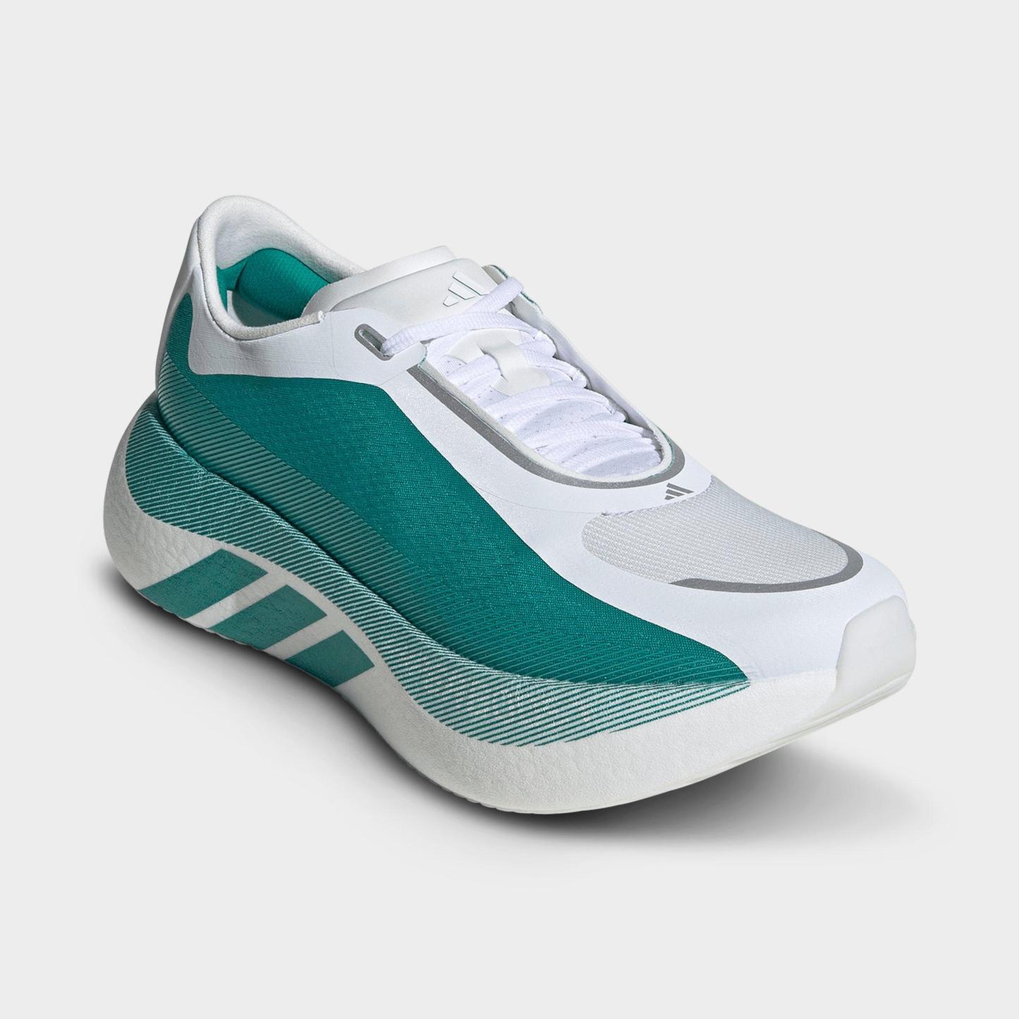 Men's adidas Hyperboost Edge Running Shoes - Part 2 - Cloud White/Equipment Green/Zero Metallic - Both shoes facing left