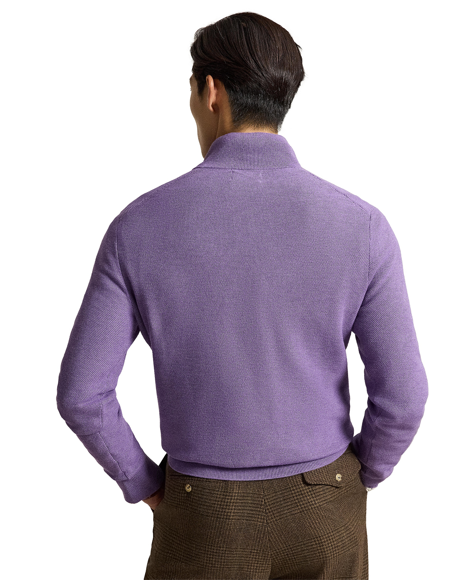 Polo Ralph Lauren Men's Mesh-Knit Cotton Quarter-Zip Sweater - Light Coronet Purple Heather
