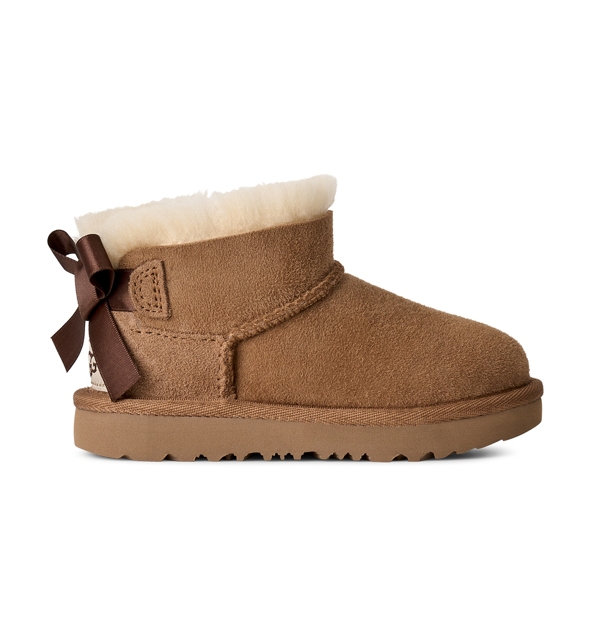 UGG® Toddler Kids Ultra Mini Bailey Bow Zipper Booties - Chestnut