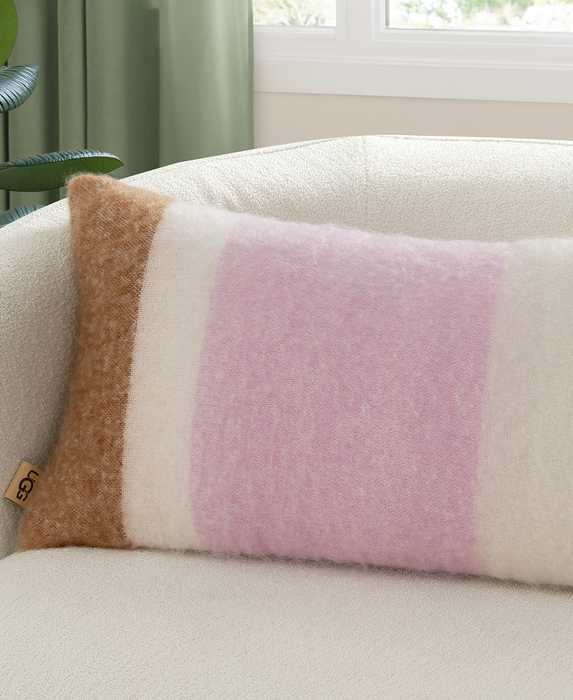 UGG® Simona Faux Mohair Bolster Decorative Pillow, 14" x 36" - Rosetta Stripe