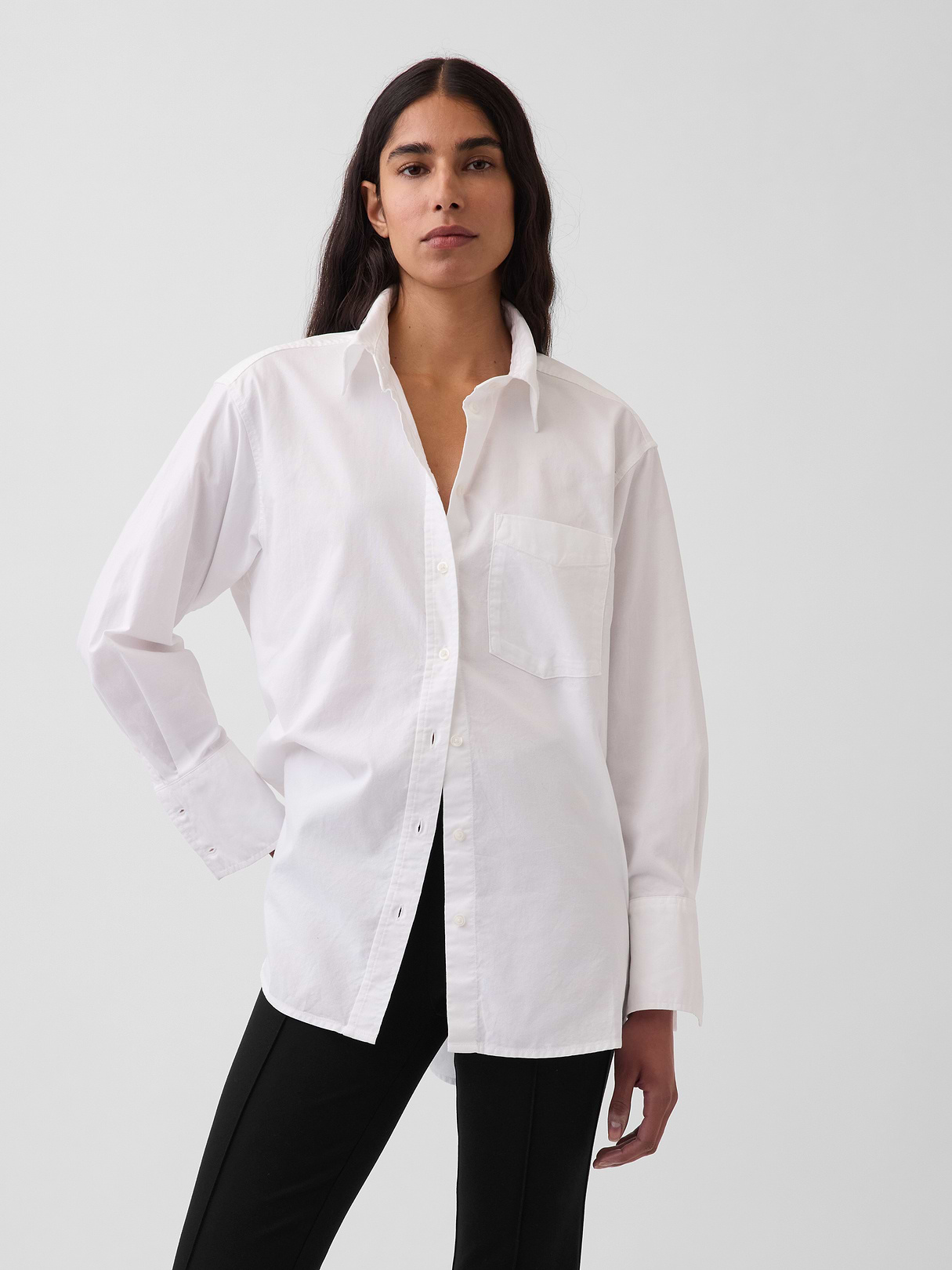 Organic Cotton Poplin Big Shirt - Optic white