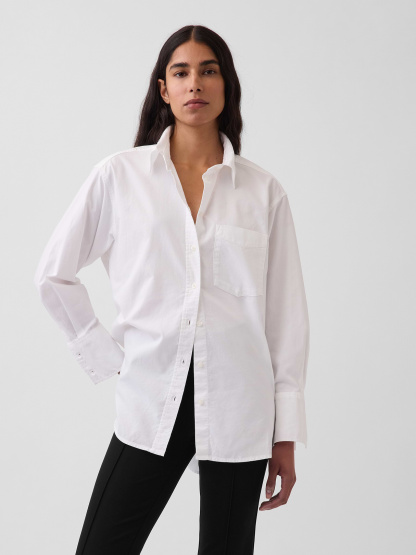 Organic Cotton Poplin Big Shirt - Optic white