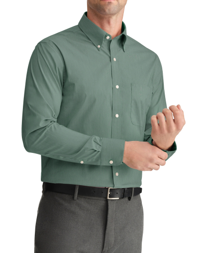 Tommy Hilfiger Men's Regular Fit Wrinkle Resistant Stretch Dress Shirt - Solid Green