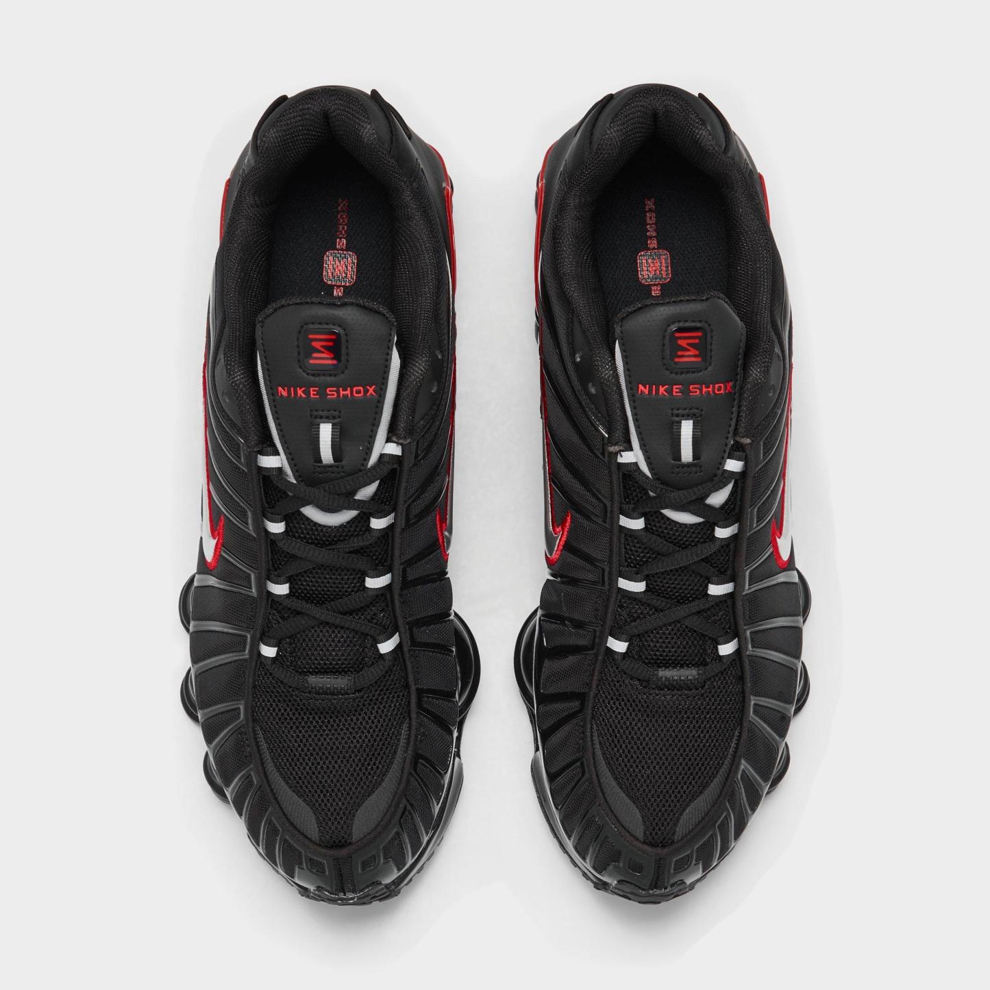 Men's Nithtke Shox TL Casual Shoes - Part 2 - Black/University Red/Metallic Silver - Top view