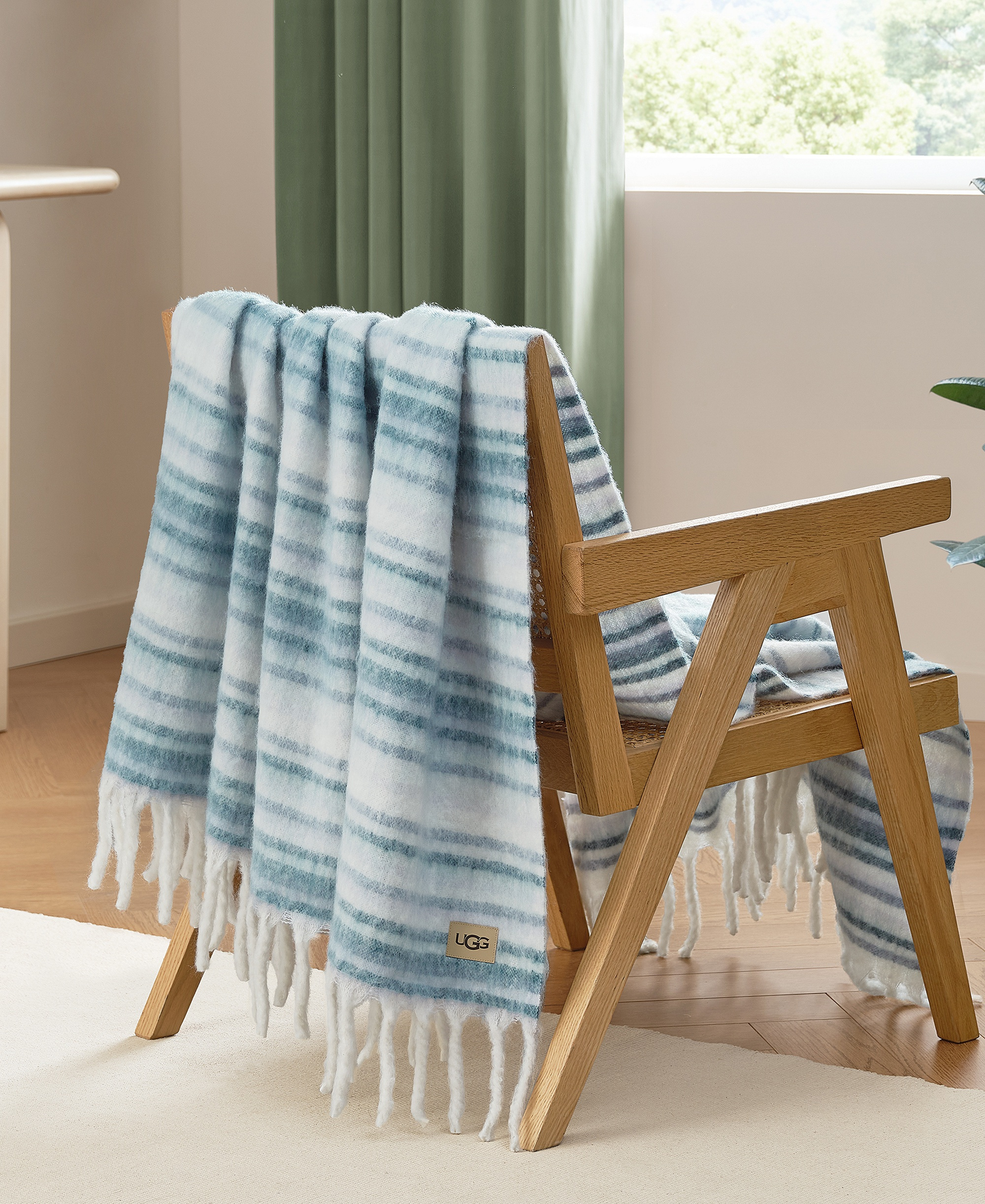 UGG® Joana Striped Throw, 50" x 70" - Silver Blue