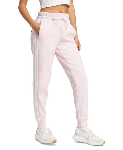 adidas Women's Essentials Three Stripes Fleece Slim Pants - Clear Pink/White