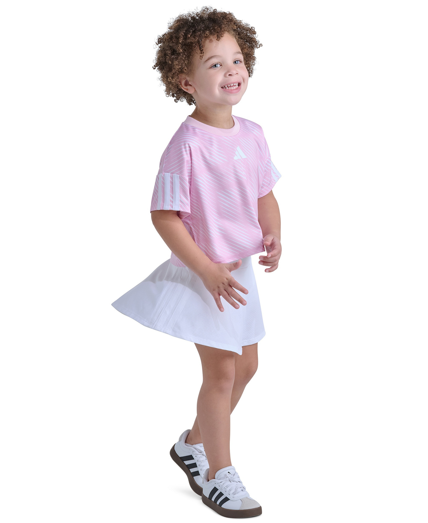 adidas Girls' 2T-6X Short-Sleeve Top & Skort, 2-Piece Set - Pink/Blue