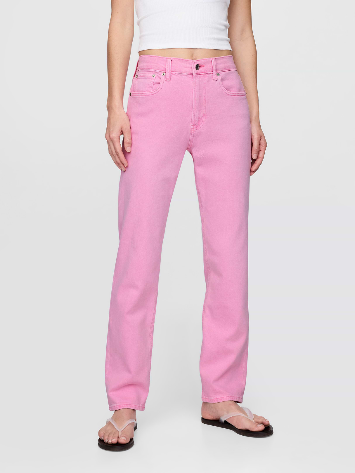 High Rise '90s Slim Straight Jeans - Sugar pink