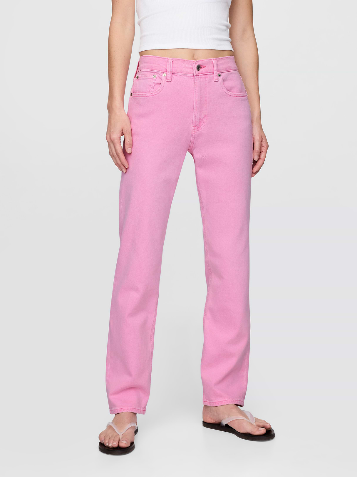 High Rise '90s Slim Straight Jeans - Sugar pink
