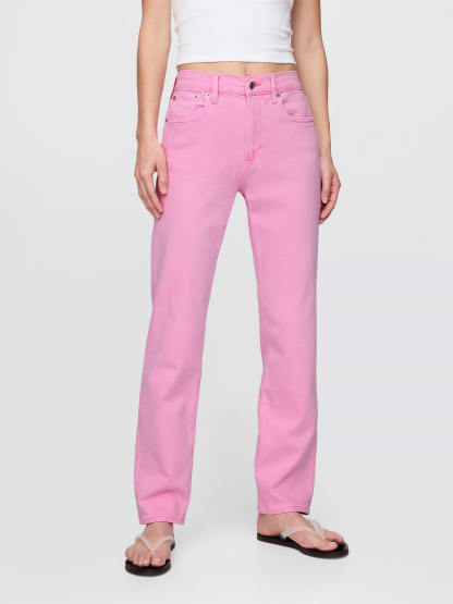 High Rise '90s Slim Straight Jeans - Sugar pink
