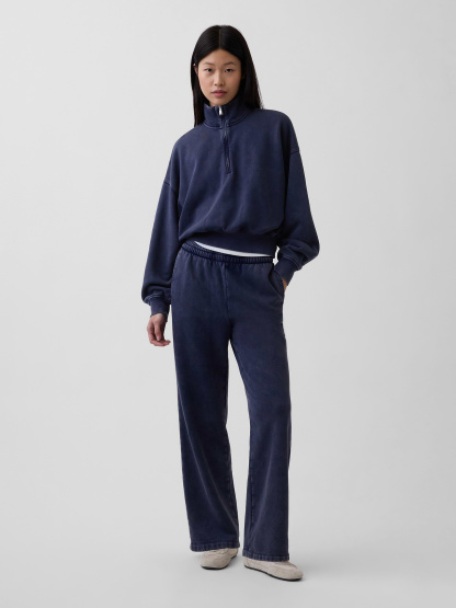 VintageSoft Oversized Half-Zip Wedge Pullover - Tapestry navy blue wash