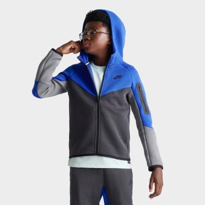 Big Kids' Nithtke Sportswear Tech Fleece Full-Zip Hoodie - Game Royal/Anthracite/Smoke Grey/Black