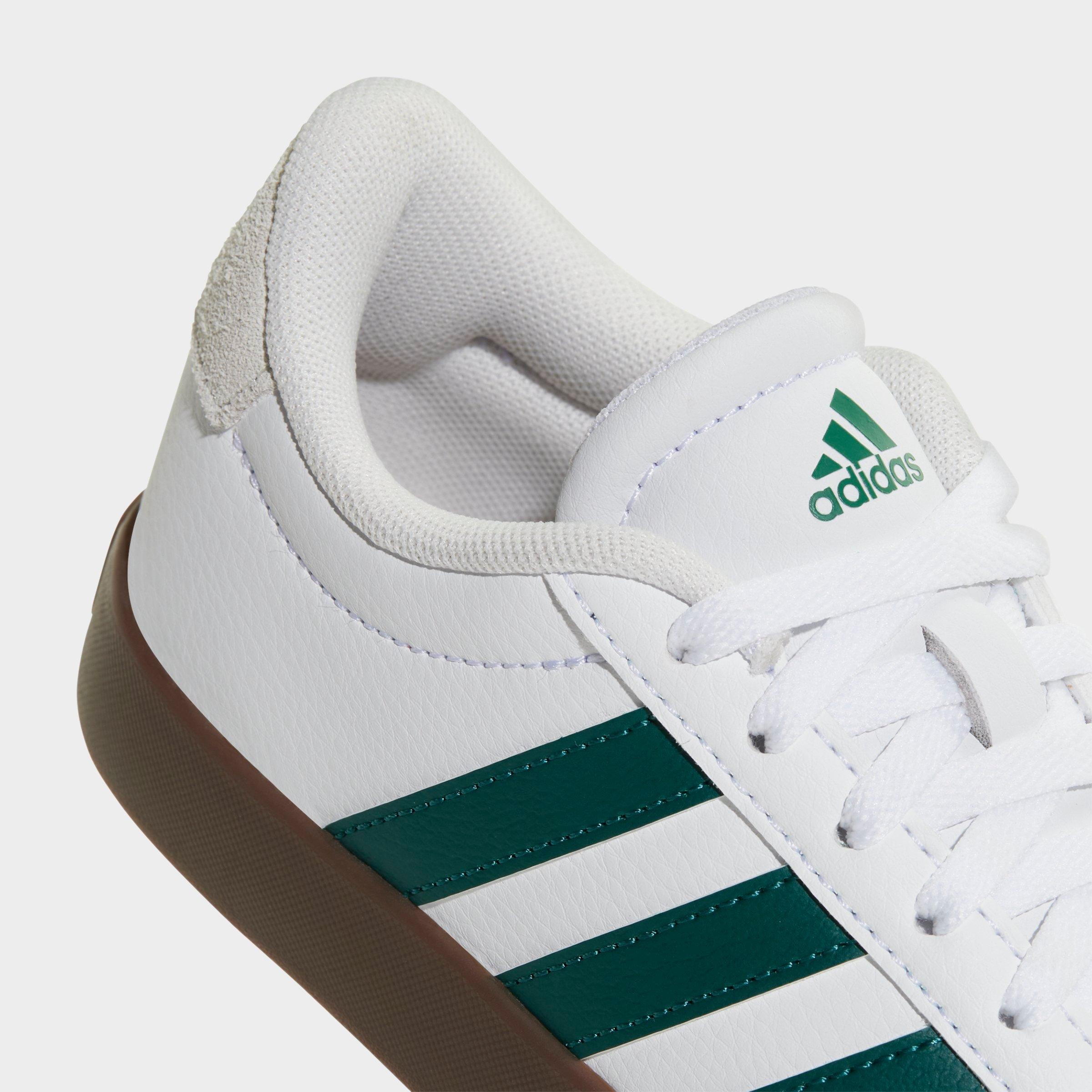 Big Kids' adidas VL Court 3.0 Skateboarding Casual Shoes - Cloud White/Collegiate Green/Gum - Detail shot