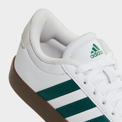 Big Kids' adidas VL Court 3.0 Skateboarding Casual Shoes - Cloud White/Collegiate Green/Gum - Detail shot