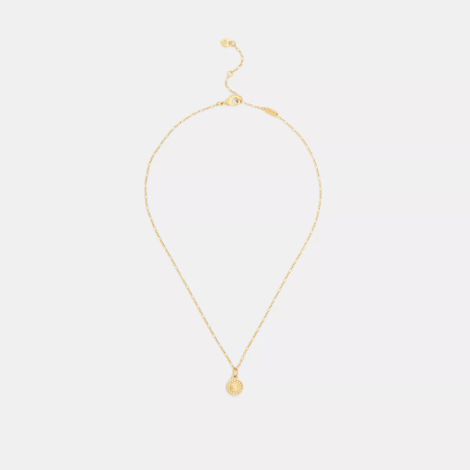 Signature Pavé Coin Pendant Necklace - Gold - view 3