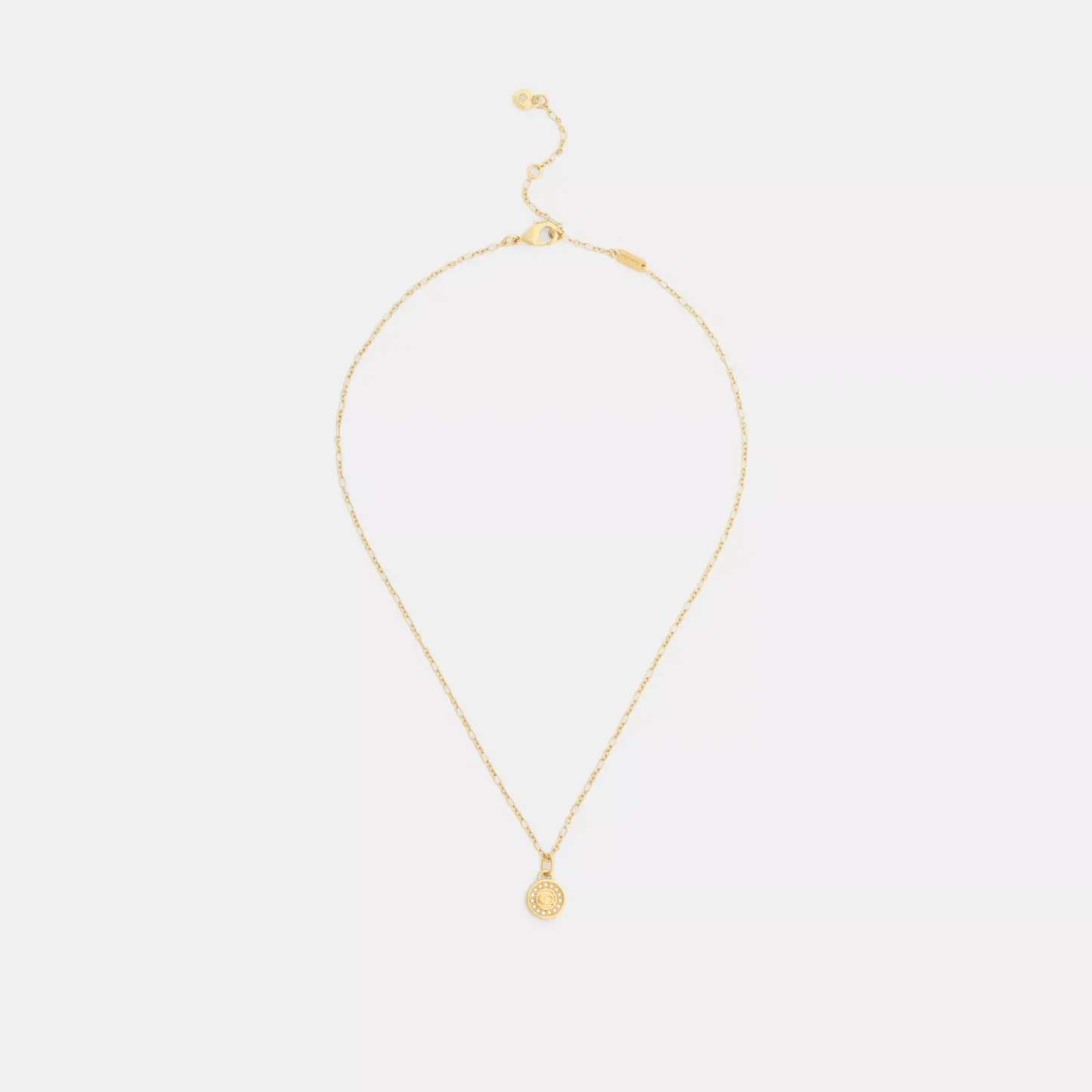Signature Pavé Coin Pendant Necklace - Gold - view 3