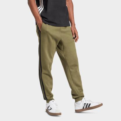 Men's adidas Essentials 3-Stripes Fleece Jogger Pants - Olive Strata/Black