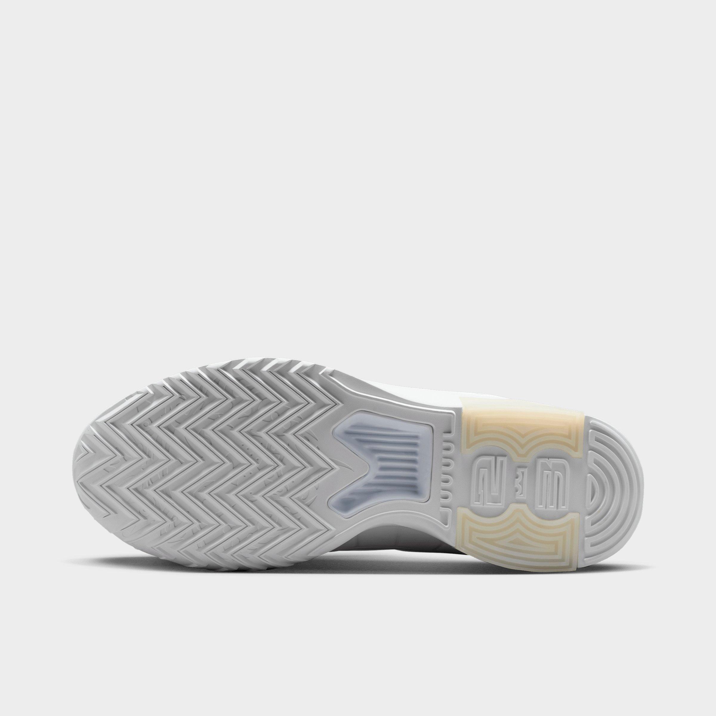 Men's Nithtke LeBron Witness 9 Basketball Shoes - White/Black/White - Bottom view