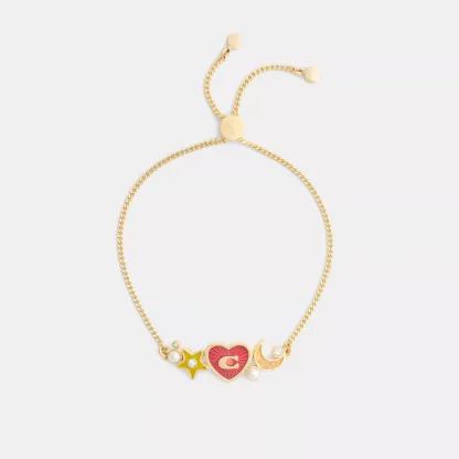Celestial Stars And Hearts Slider Bracelet - Gold/Multi - view 2