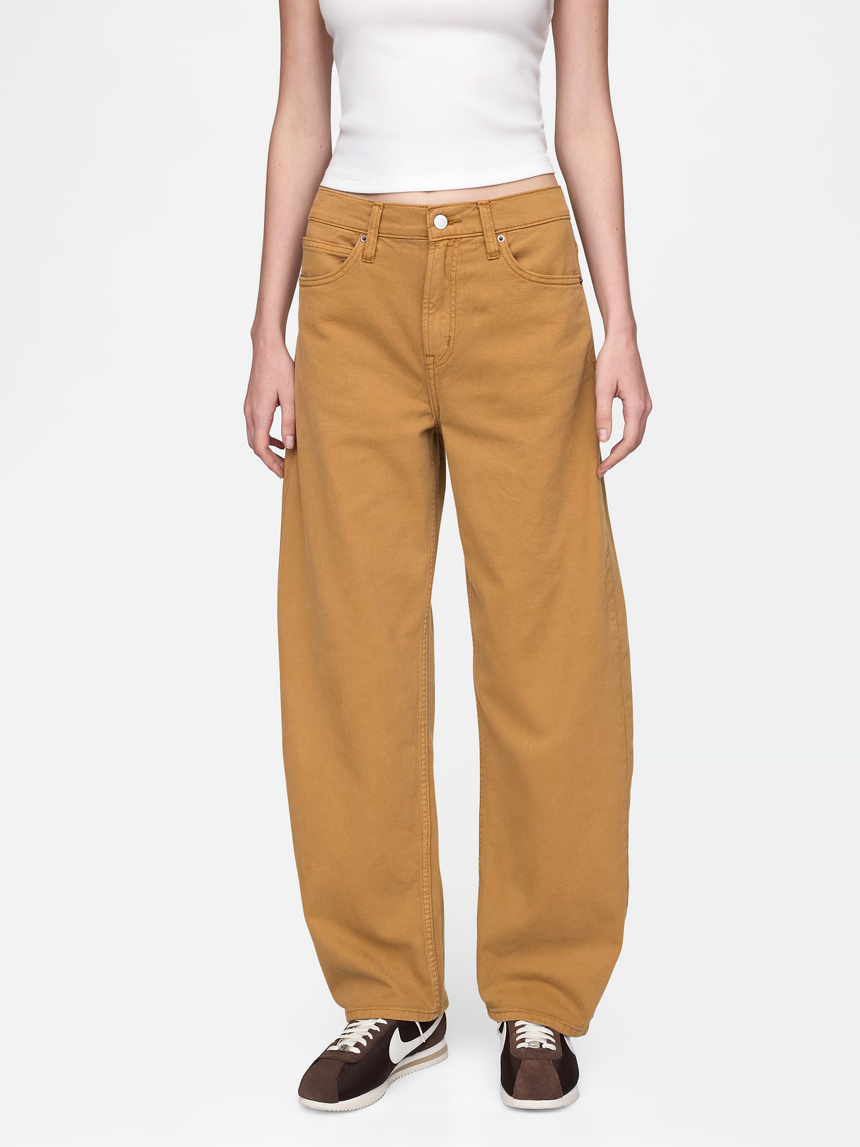 High Rise Barrel Jeans - Riverbed brown