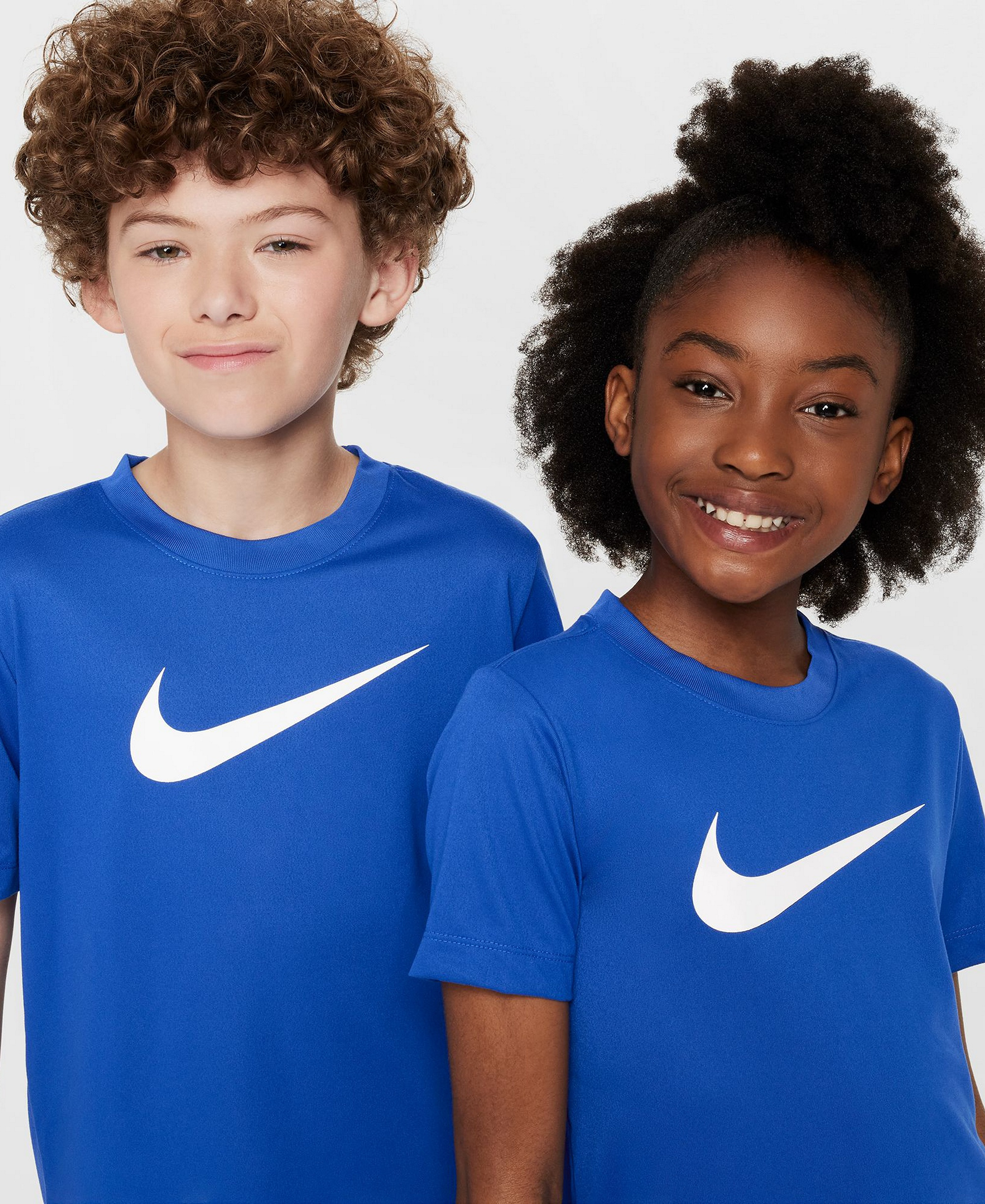 Nike Big Boys' and Girls' Legend Swoosh-Logo Crewneck Dri-FIT T-Shirt - Game Royal