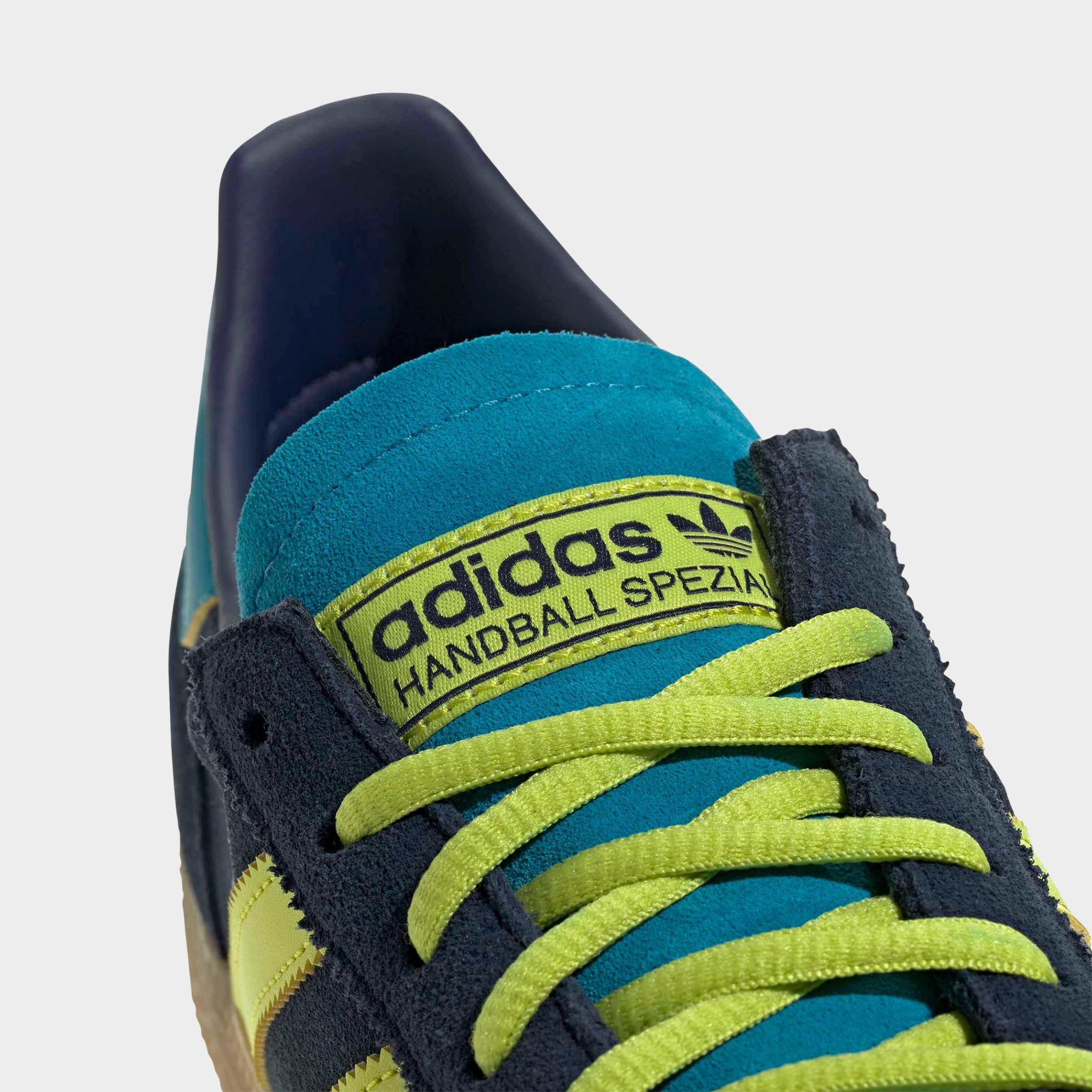 Men's adidas Originals Colombia Handball Spezial Casual Shoes - Mystery Petrol/Team Navy Blue/Semi Solar Yellow - Detail shot